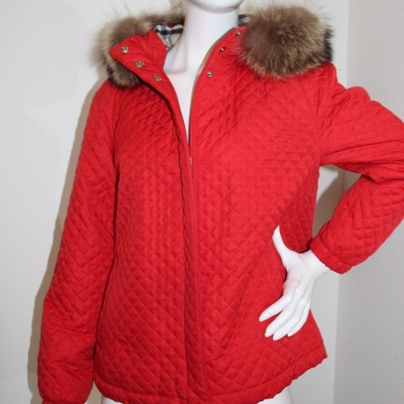 Burberry Red Quilted Coat - Picture 6 of 15